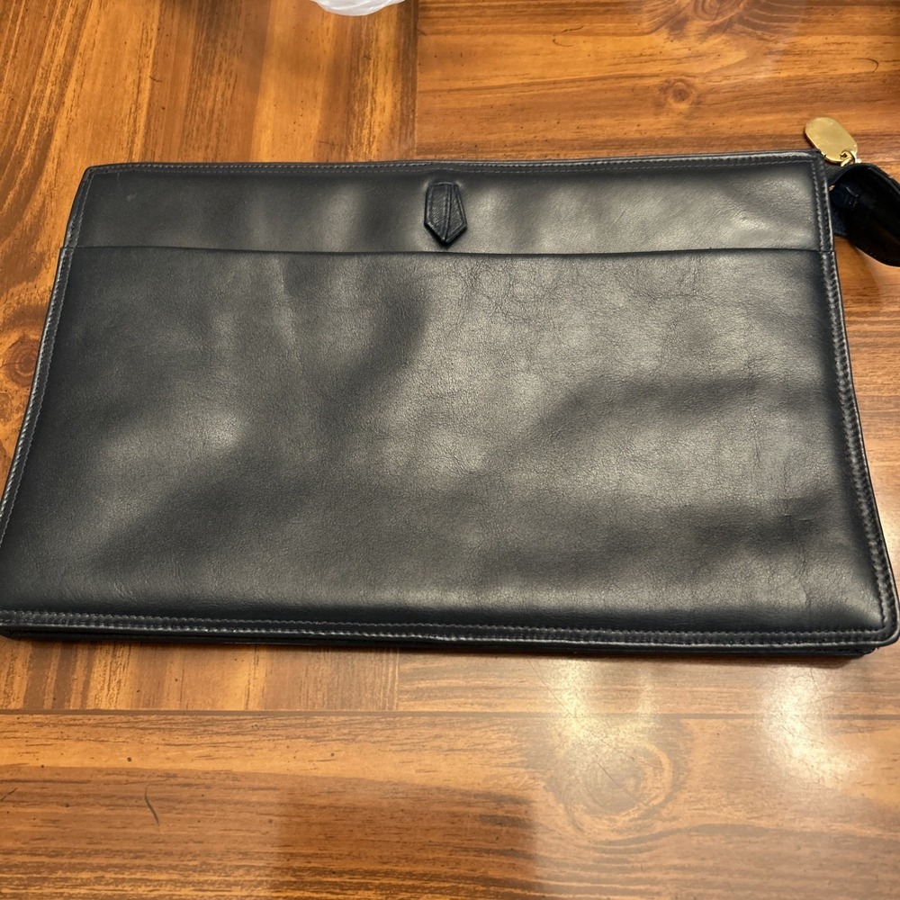 Vintage Susan Gail Navy Envelope Satchel Purse I Pad‎ Leather